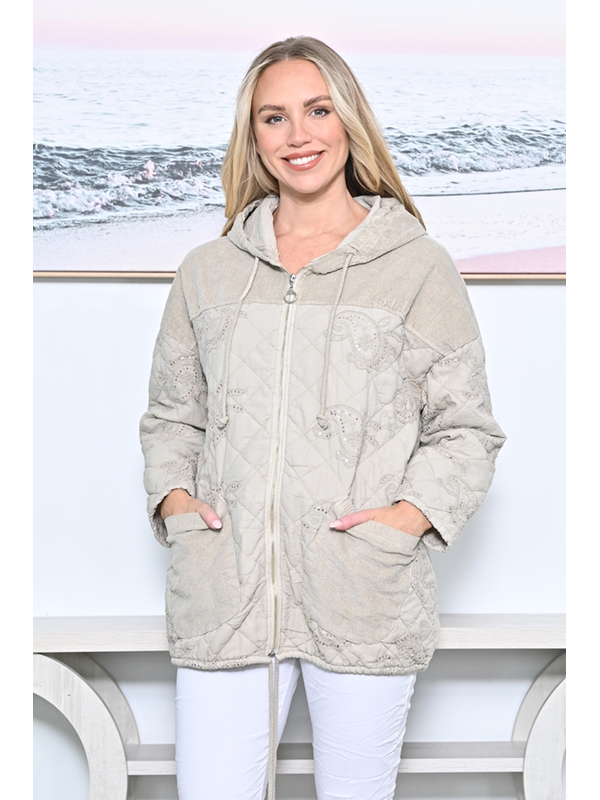 AE Luxe Paisley Stud Quilted Zip Up Hoodie