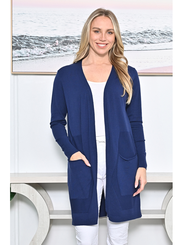 Cali + Co Side Pocket Long Knit Cardigan