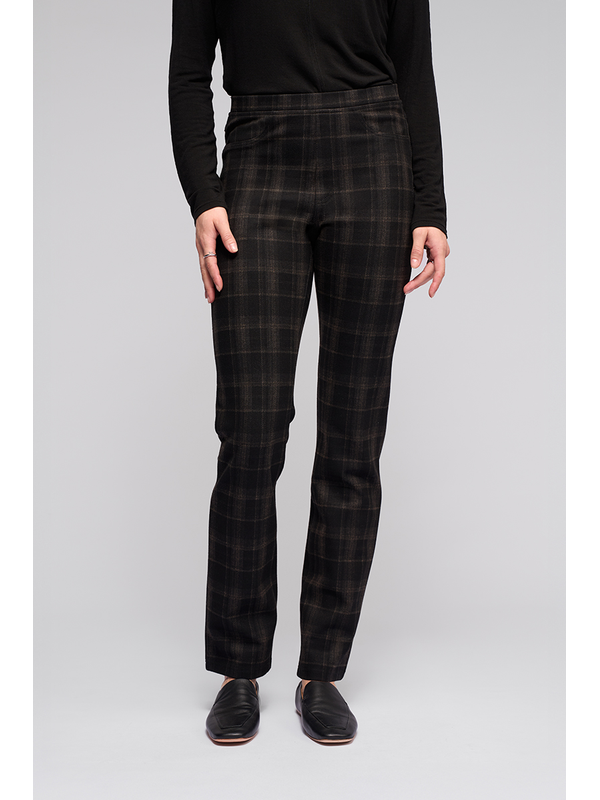 Vassalli Bay Pull On Slim Pant - Checkmate