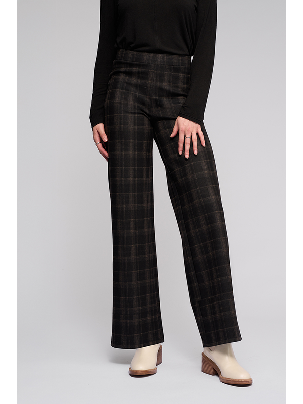 Vassalli Loft Pull On Wide Ponti Pant - Checkmate