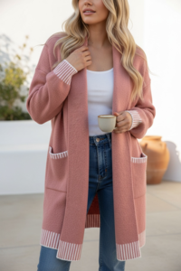 Miracle Stripe Trim Cardigan