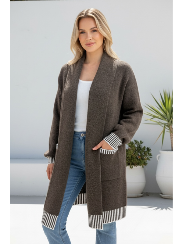 Miracle Stripe Trim Cardigan