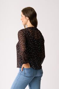 Memo Ruffle & Lace Trim Blouse