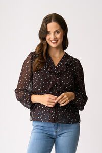 Memo Ruffle & Lace Trim Blouse