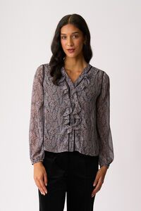 Memo Ruffle & Lace Trim Blouse