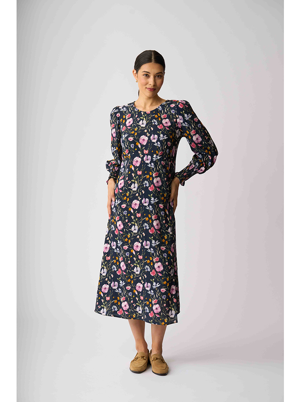 Foil Curved and Shirred Dress