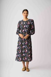 Foil Curved and Shirred Dress