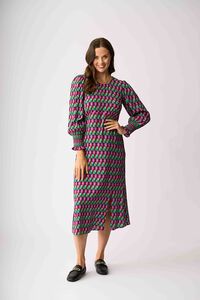 Foil Curved and Shirred Dress