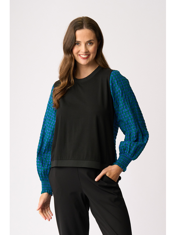 Memo Contrast Woven Top