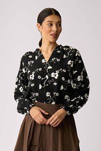 Foil Elasticated Cuff Blouse