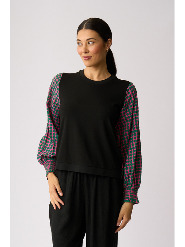 Memo Contrast Woven Top