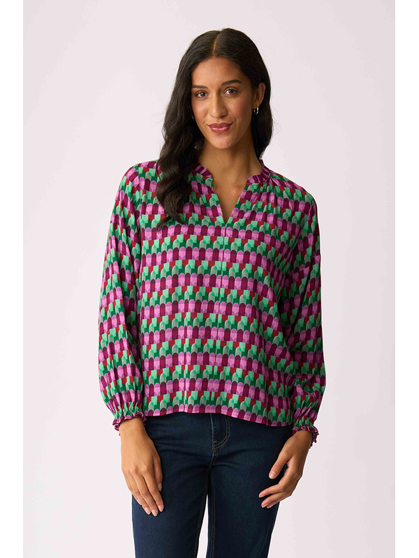 Foil Elasticated Cuff Blouse