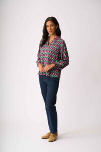 Foil Elasticated Cuff Blouse