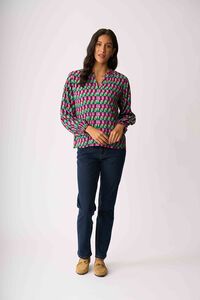 Foil Elasticated Cuff Blouse