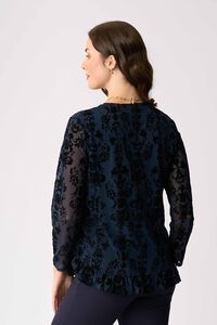 Foil Flocked Ruffle Hem Top