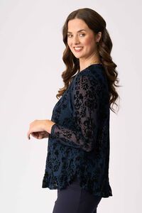 Foil Flocked Ruffle Hem Top