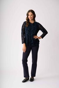 Foil Flocked Ruffle Hem Top