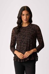 Foil Flocked Ruffle Hem Top