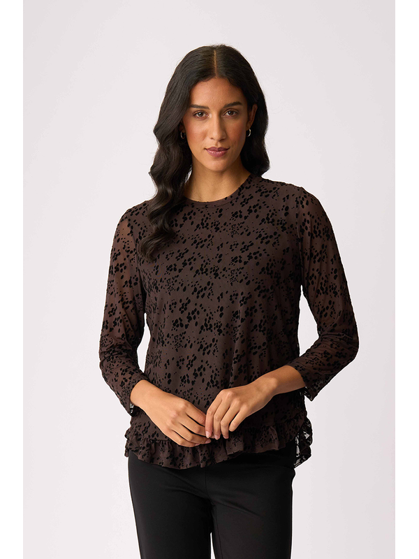 Foil Flocked Ruffle Hem Top