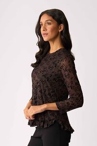 Foil Flocked Ruffle Hem Top