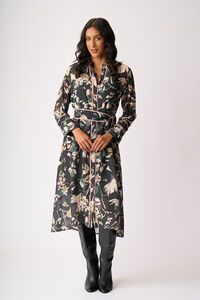 Foil Pipe Up Shirt Dress