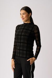 Foil Long Sleeve Polo Neck Top