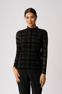 Foil Long Sleeve Polo Neck Top