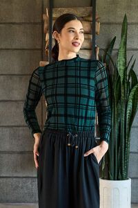 Foil Long Sleeve Polo Neck Top