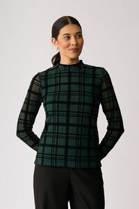 Foil Long Sleeve Polo Neck Top