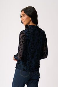 Foil Long Sleeve Polo Neck Top