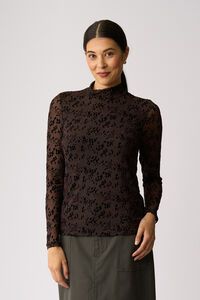 Foil Long Sleeve Polo Neck Top
