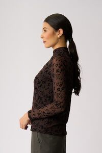 Foil Long Sleeve Polo Neck Top