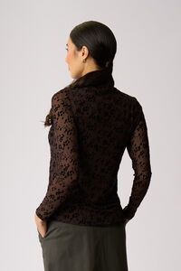 Foil Long Sleeve Polo Neck Top