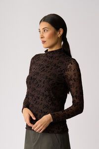 Foil Long Sleeve Polo Neck Top