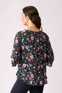 Foil Gathered Scoop Hem Top