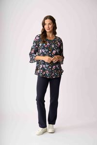 Foil Gathered Scoop Hem Top