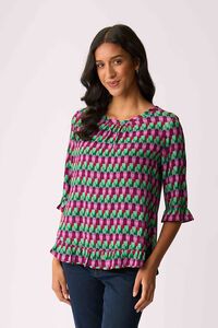 Foil Gathered Scoop Hem Top