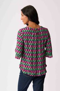 Foil Gathered Scoop Hem Top