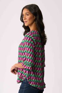 Foil Gathered Scoop Hem Top