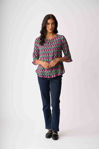 Foil Gathered Scoop Hem Top