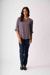 Foil Gathered Scoop Hem Top