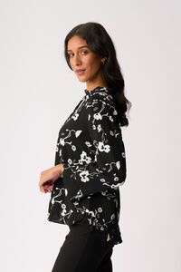 Foil Ruffle Neck Scoop Hem Top