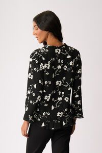 Foil Ruffle Neck Scoop Hem Top