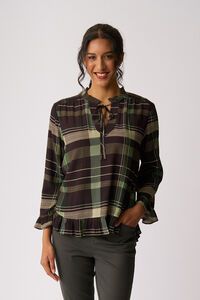 Foil Ruffle Neck Scoop Hem Top