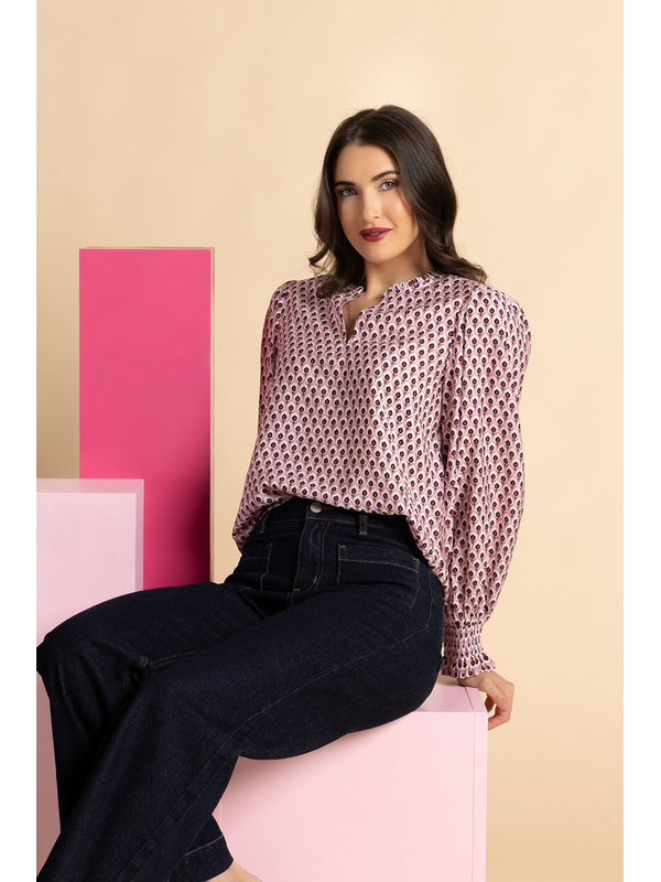 Leila + Luca Merlot Ember LS Movement Blouse