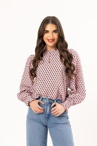 Leila + Luca Merlot Ember LS Movement Blouse