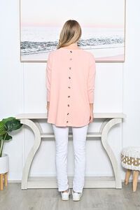 Cali + Co Button At Back V-Neck Knit Top