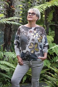 AE Luxe Floral with Animal Print Net Top