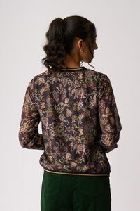 Memo Sheer Sleeve Rib Detail Top