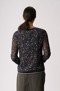 Memo Sheer Sleeve Rib Detail Top